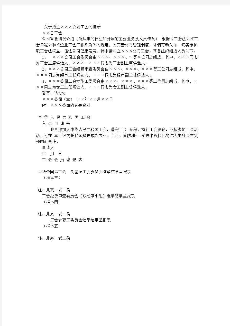 关于成立公司工会的请示 (1000字)