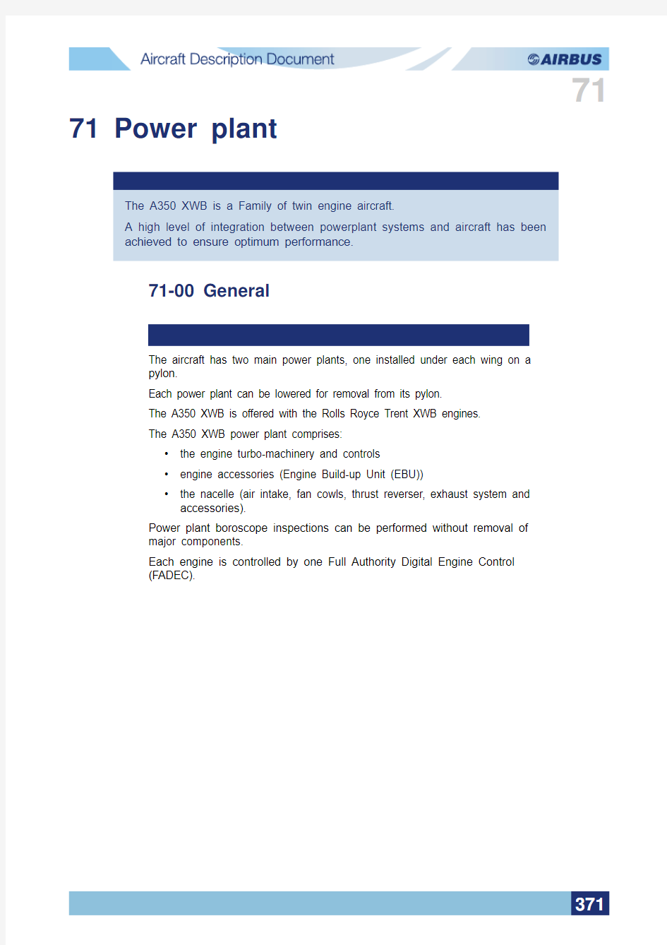 Aircraft Description Document Standard Practiceof Engine