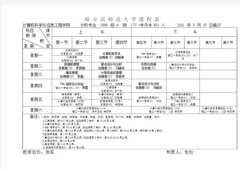 江北2011-2012-1计算机系课表2011.07.14下午版