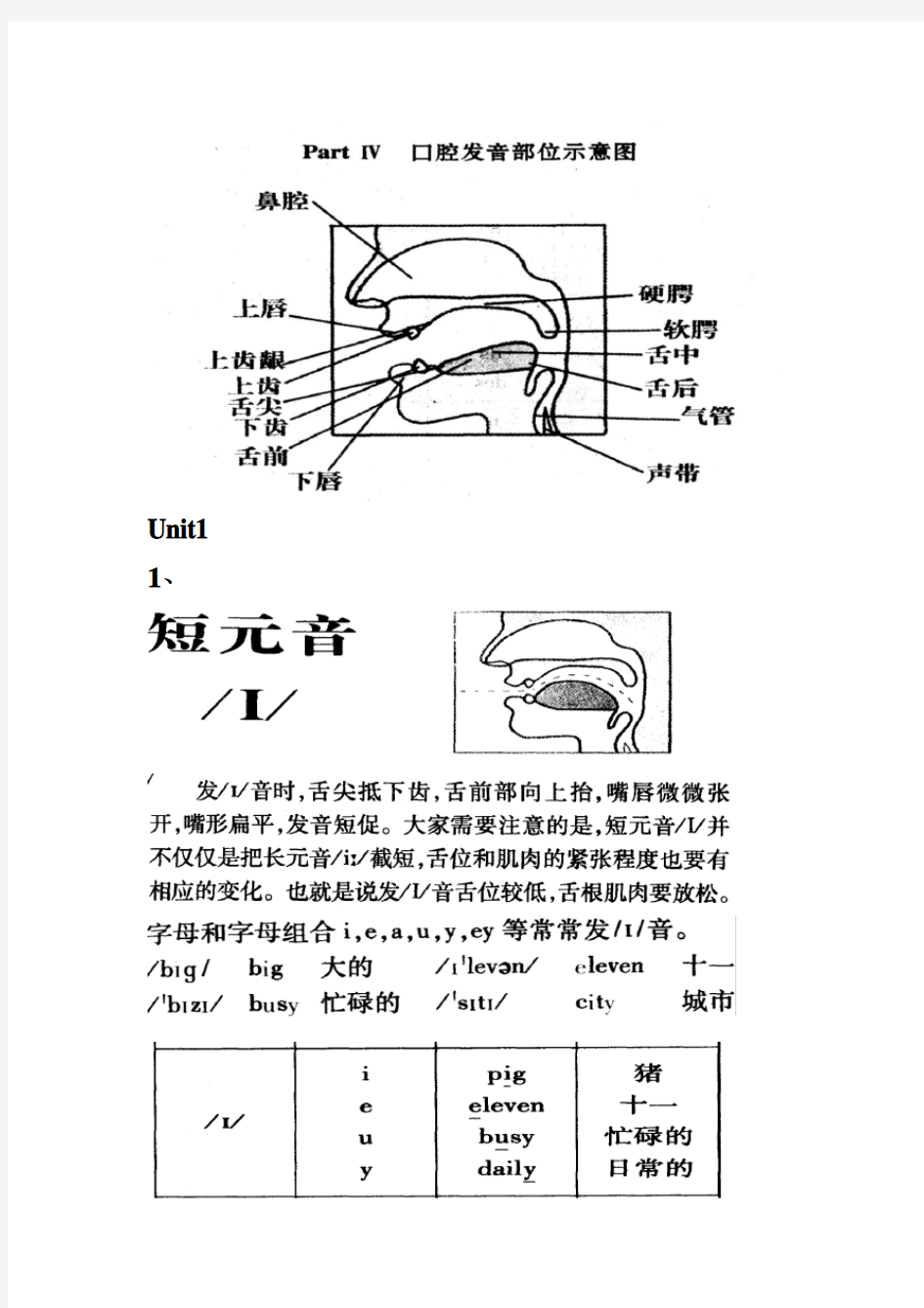 英语国际音标发音部位图