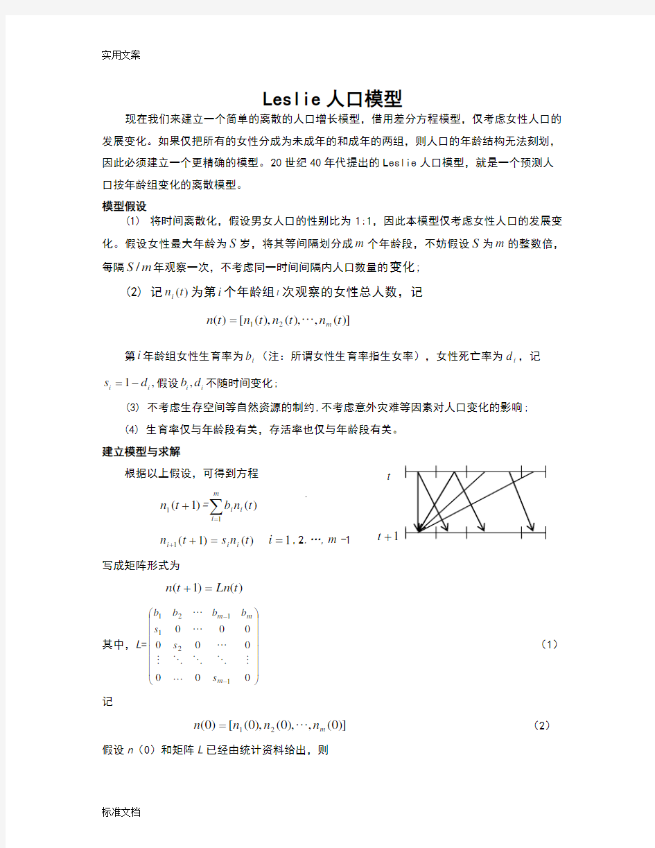 Leslie人口模型及例题详解