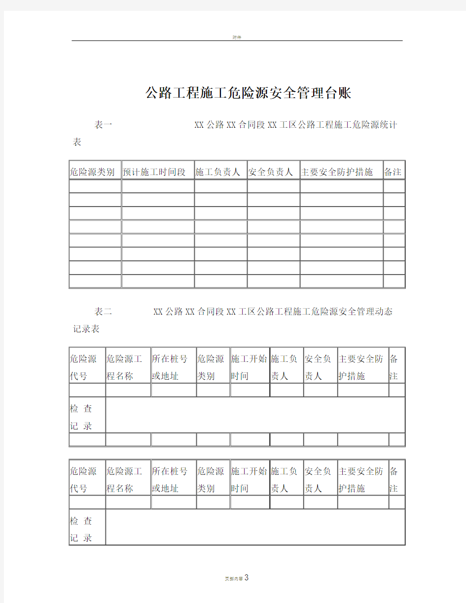 1标公路工程施工危险源安全管理台账---