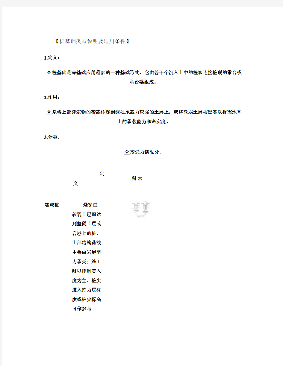 桩基础类型说明及适用条件.