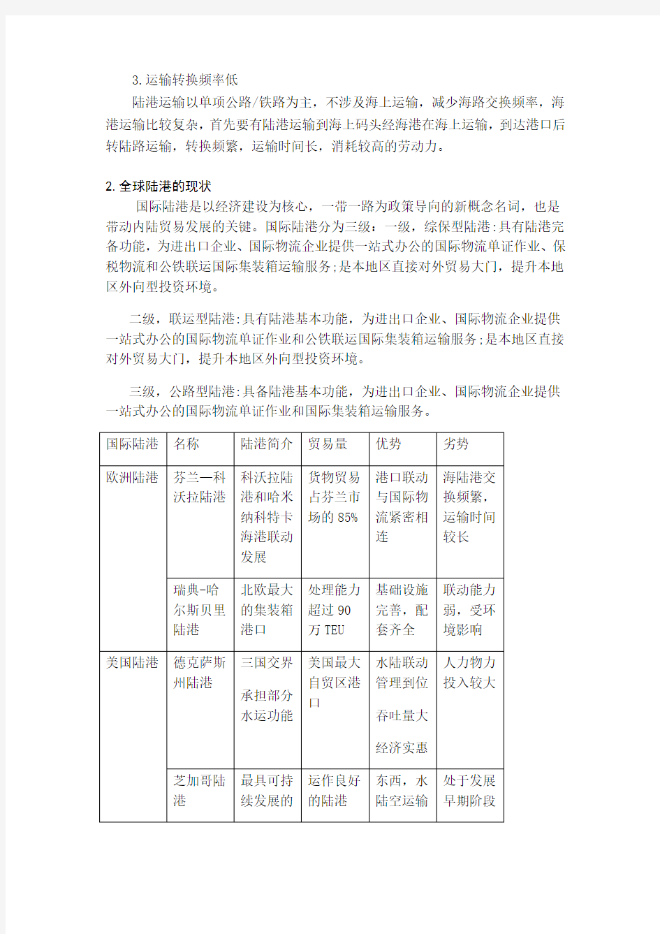 国际陆港区位优势分析