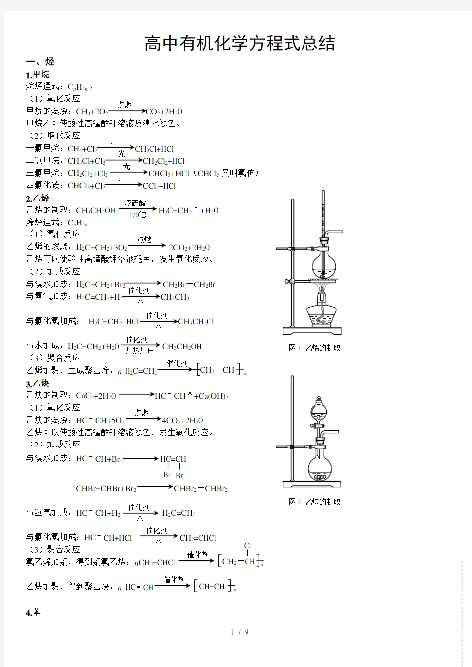 (完整版)(完美版)高中有机化学方程式汇总1