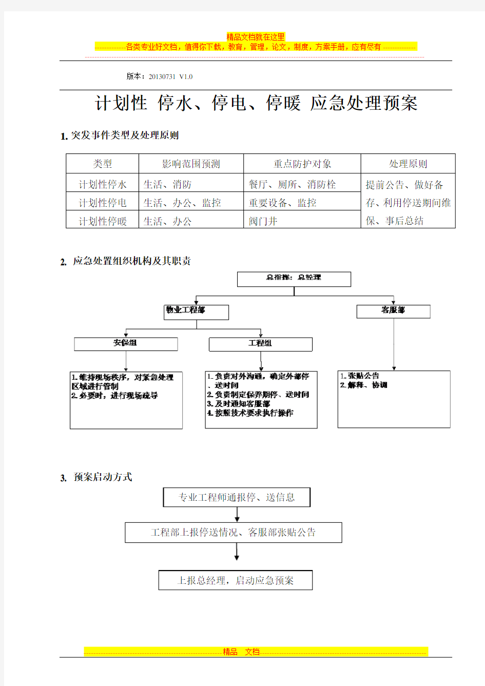 001计划性停水停电停暖应急预案