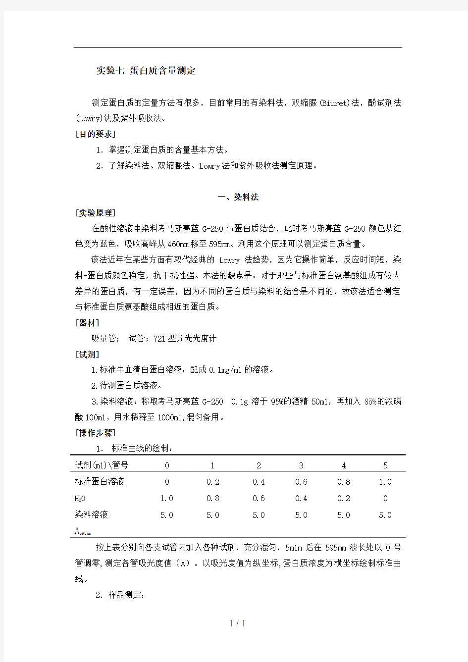 蛋白质含量测定方法汇总