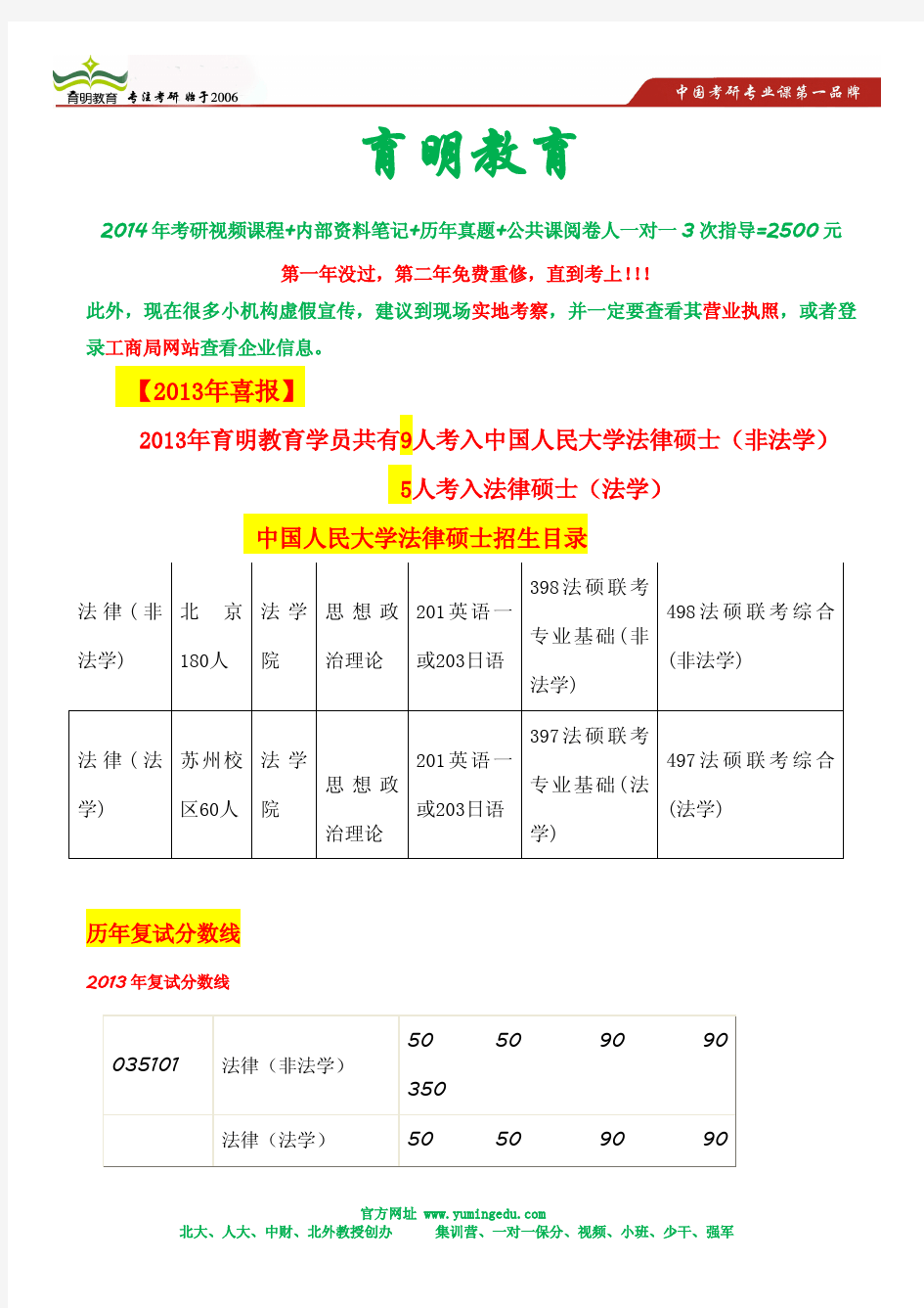 中国人民大学法学研究生学制是几年