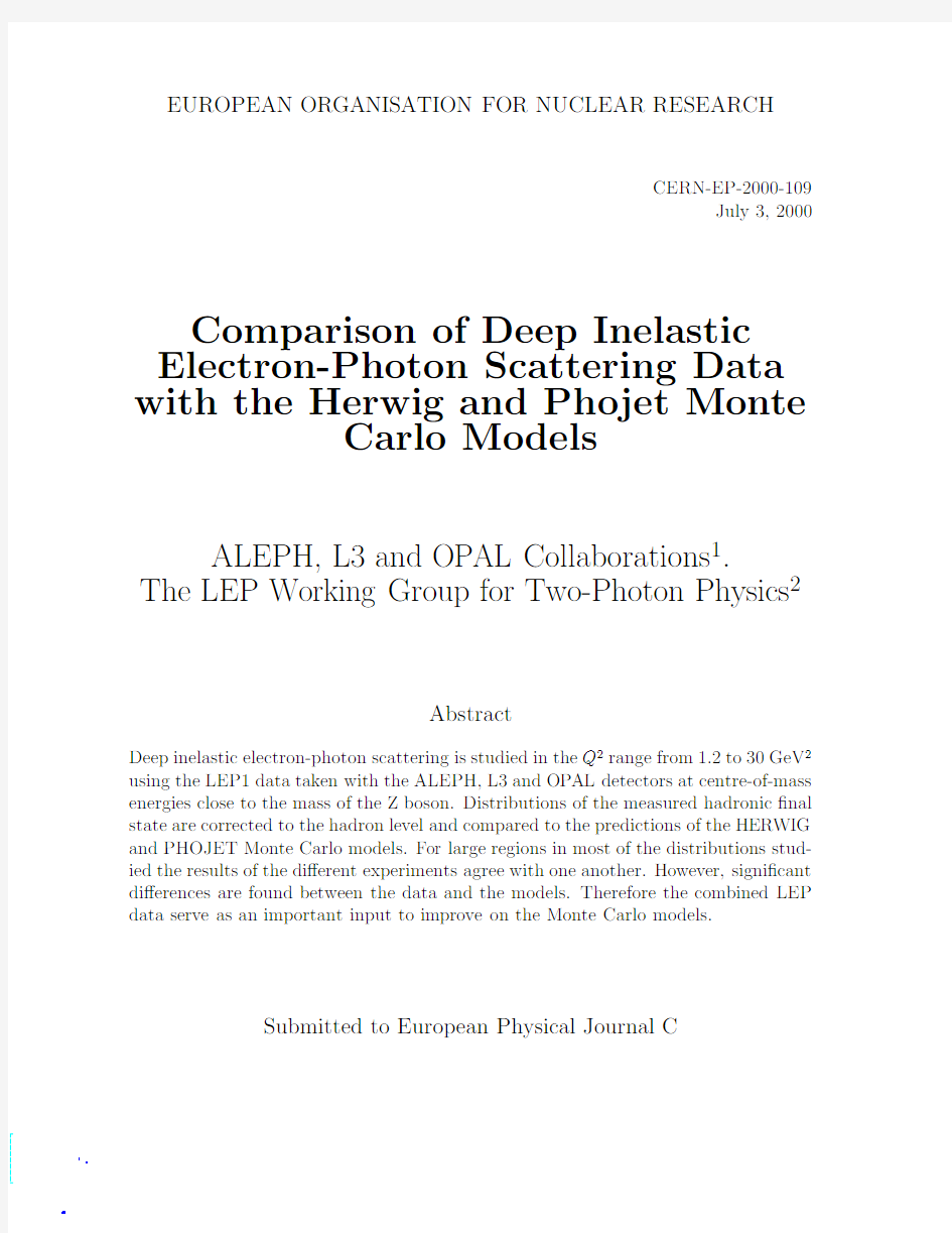 Comparison of Deep Inelastic Electron-Photon Scattering Data with the Herwig and Phojet Mon