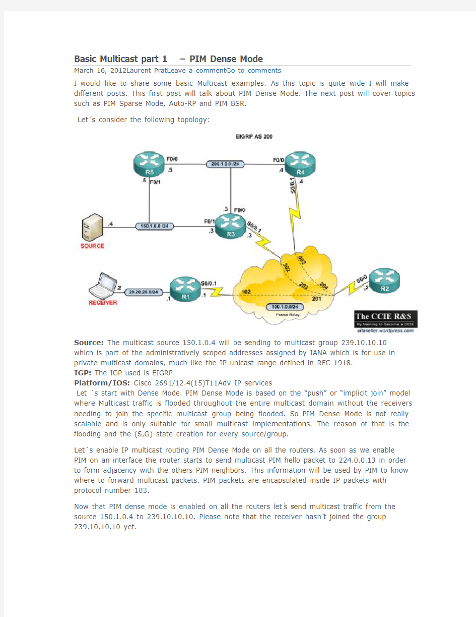 Basic Multicast part 1 - PIM Dense Mode