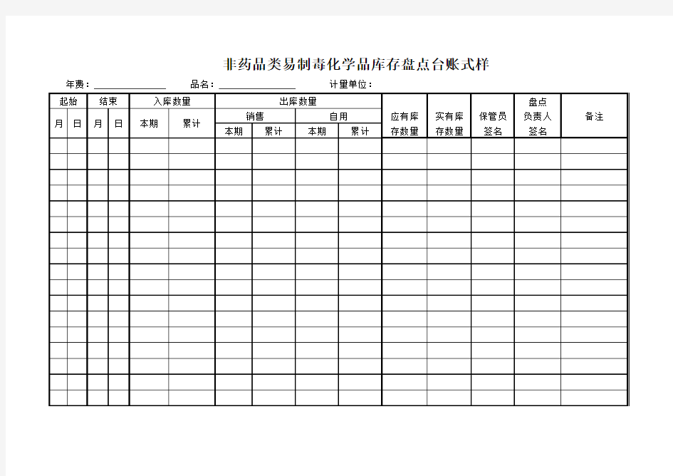 库存盘点台账式样