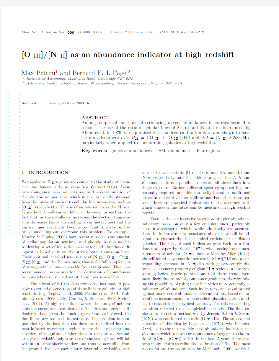 [O III][N II] as an Abundance Indicator at High Redshift