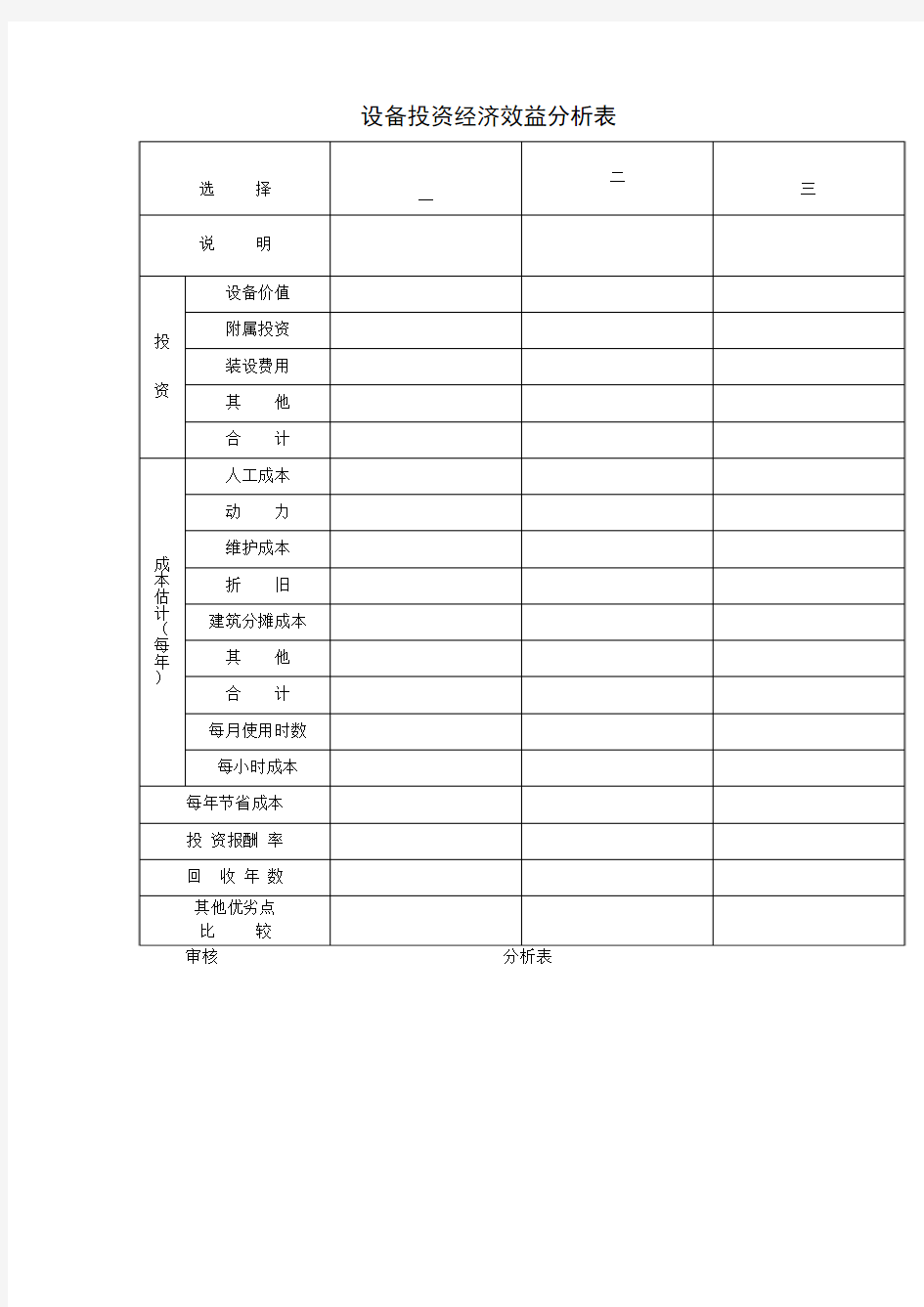 设备投资经济效益分析表_doc