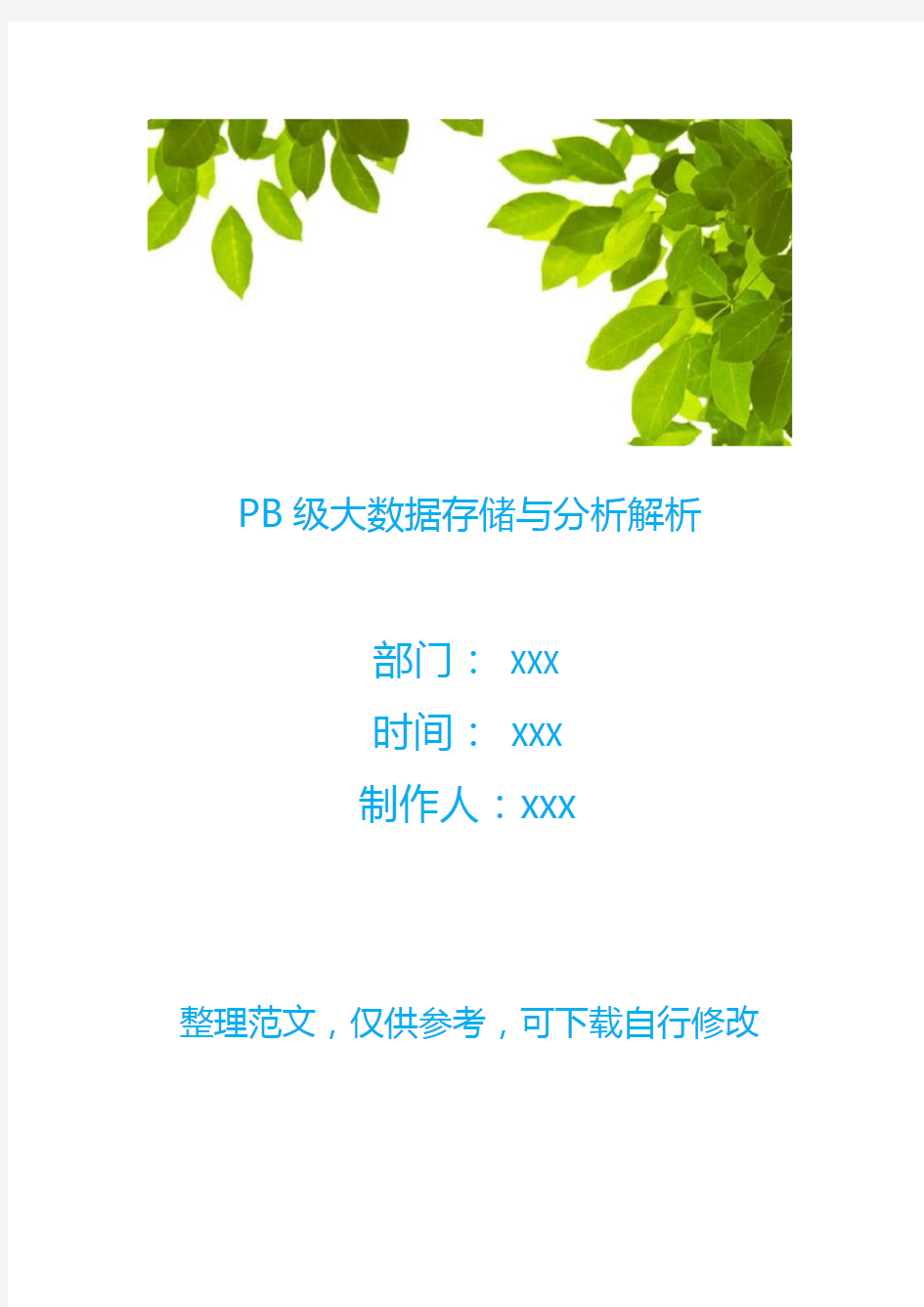 PB级大数据存储与分析解析