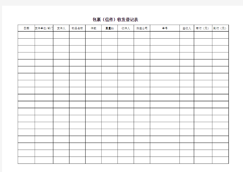 包裹(信件)收发登记表