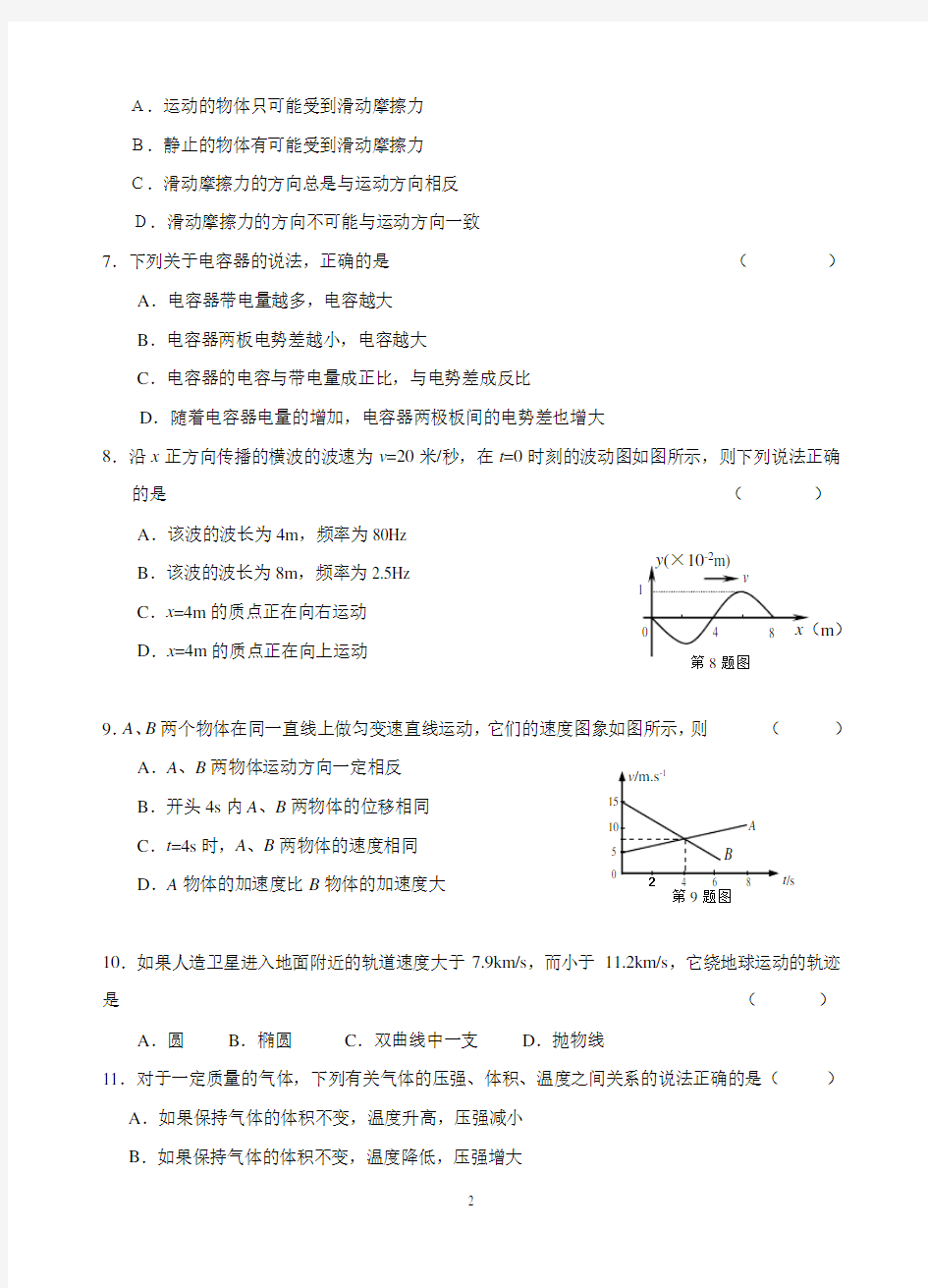 (完整版)高中物理会考模拟试题