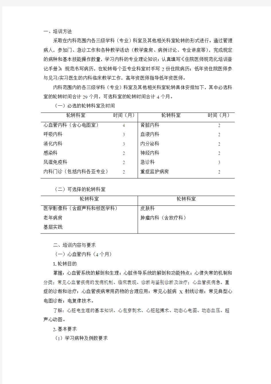 住院医师规范化培训内容与标准——内科