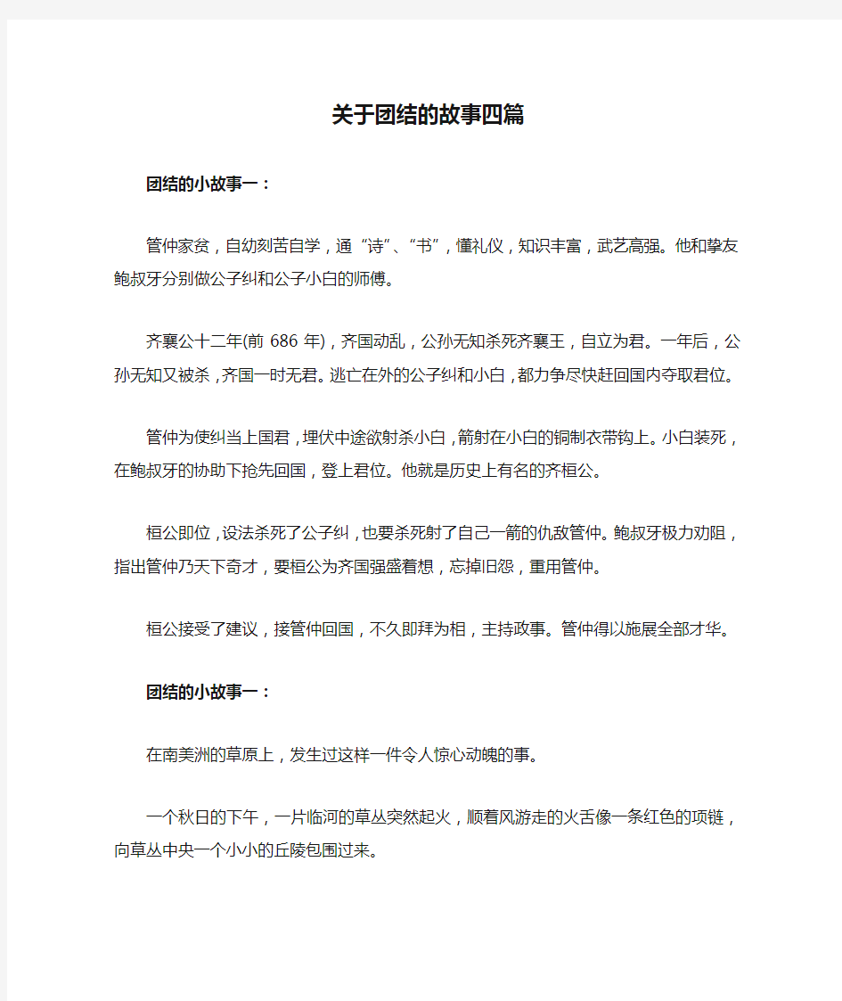 关于团结的故事四篇