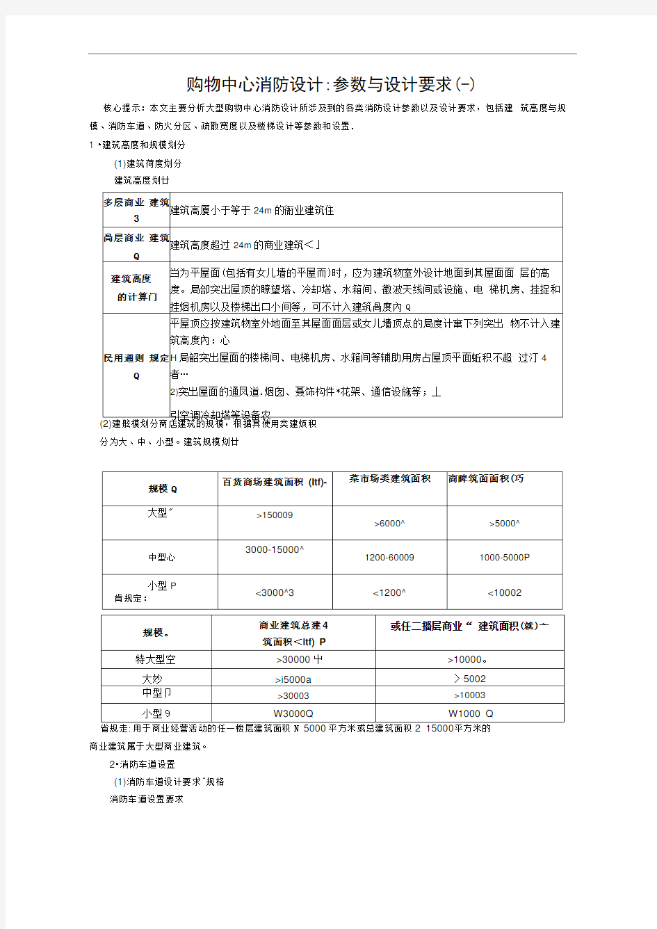 购物中心消防设计要求内容