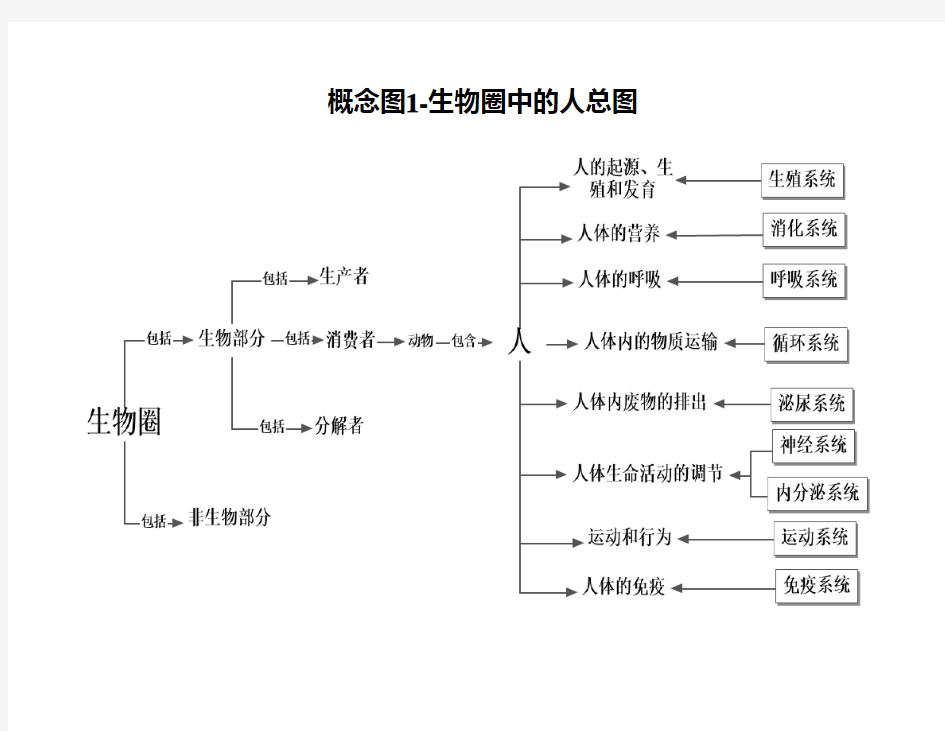 人教版初中生物七年级下册-概念图知识点-全套