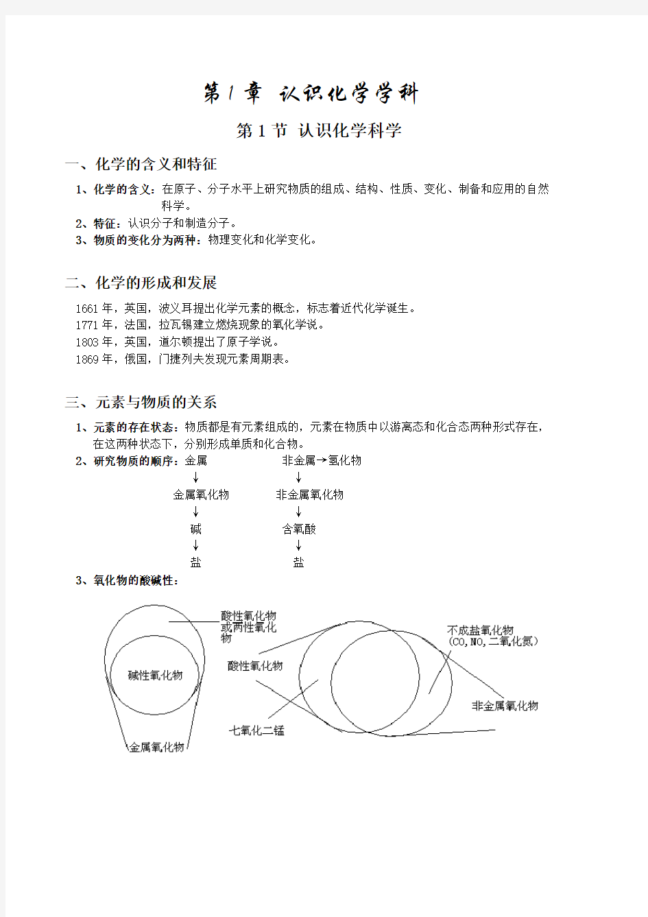 高中化学必修一笔记