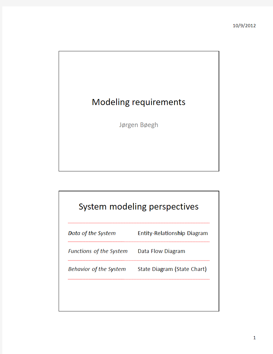 Modeling requirements