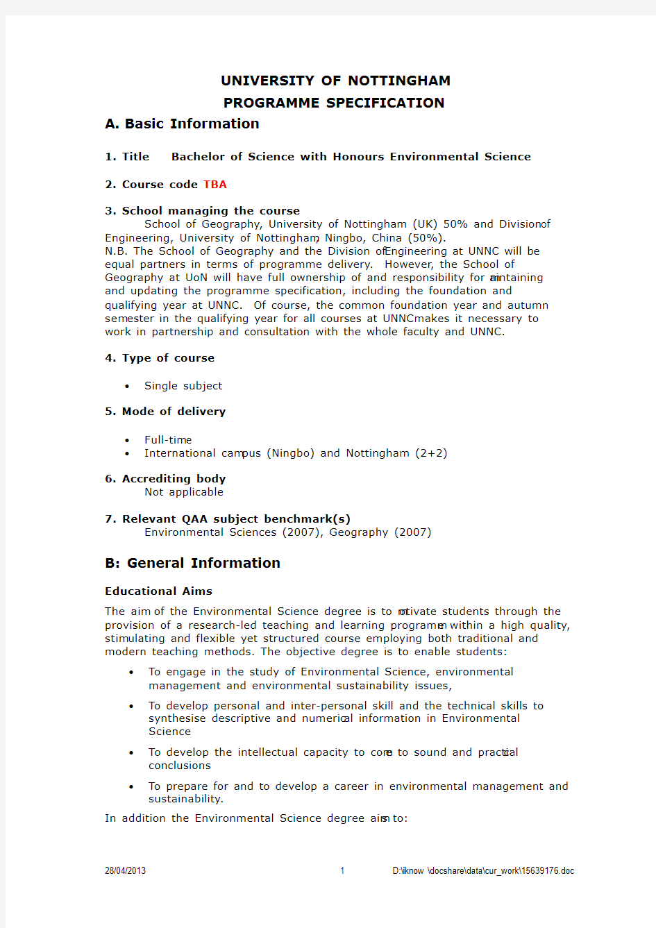 英国诺丁汉大学环境科学专业介绍(英文)