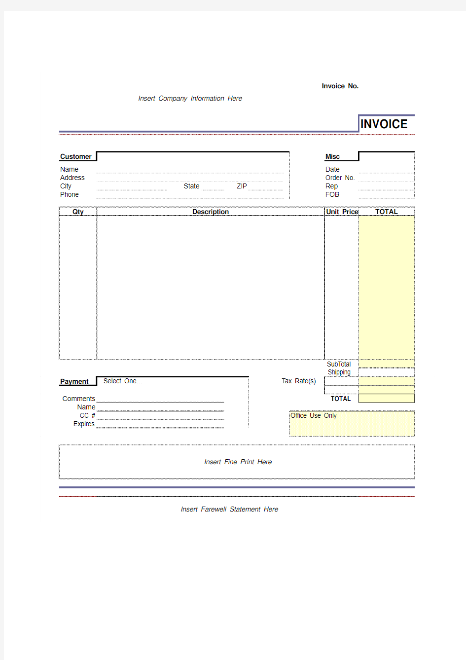 Invoice1(英文版发票)