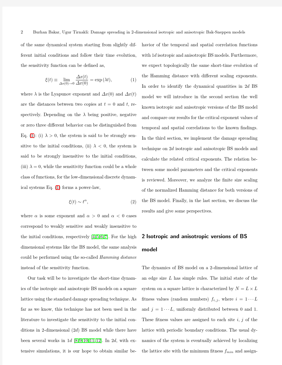 Damage spreading in 2-dimensional isotropic and anisotropic Bak-Sneppen models