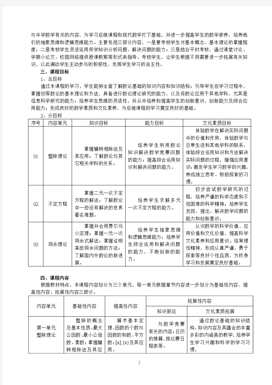 数论课程标准10.10