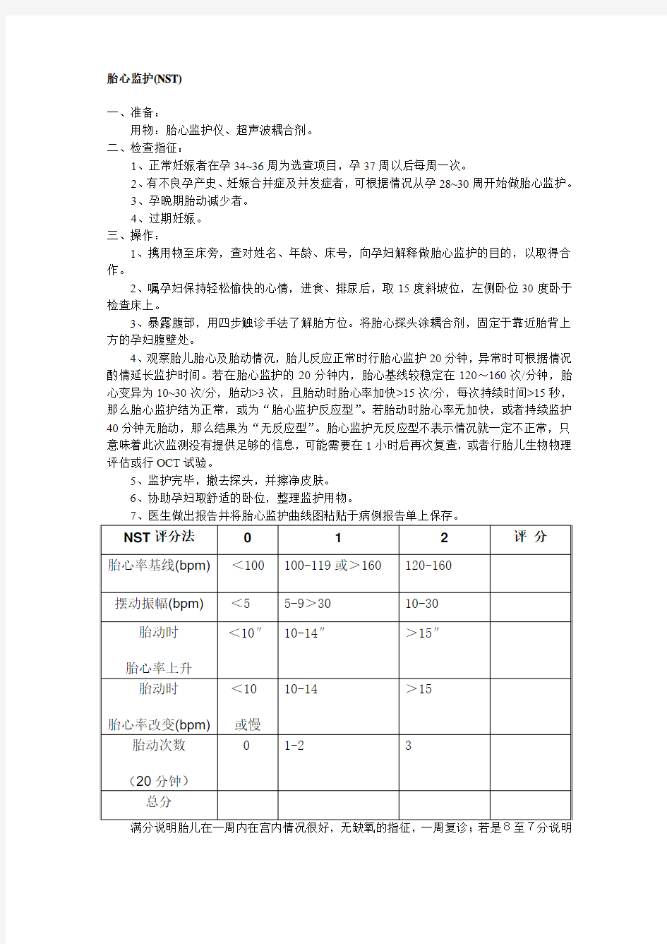 NST操作标准