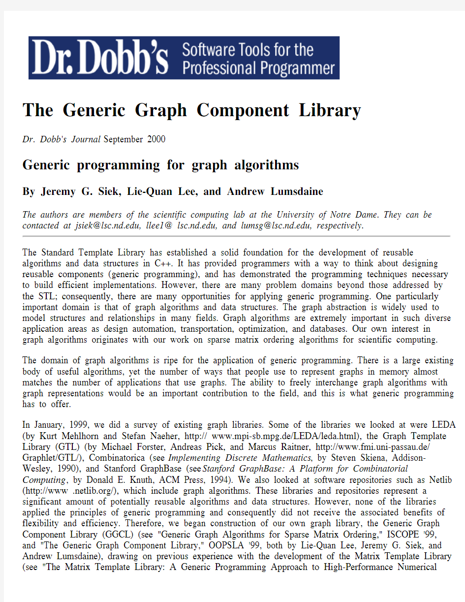 Generic programming for graph algorithms
