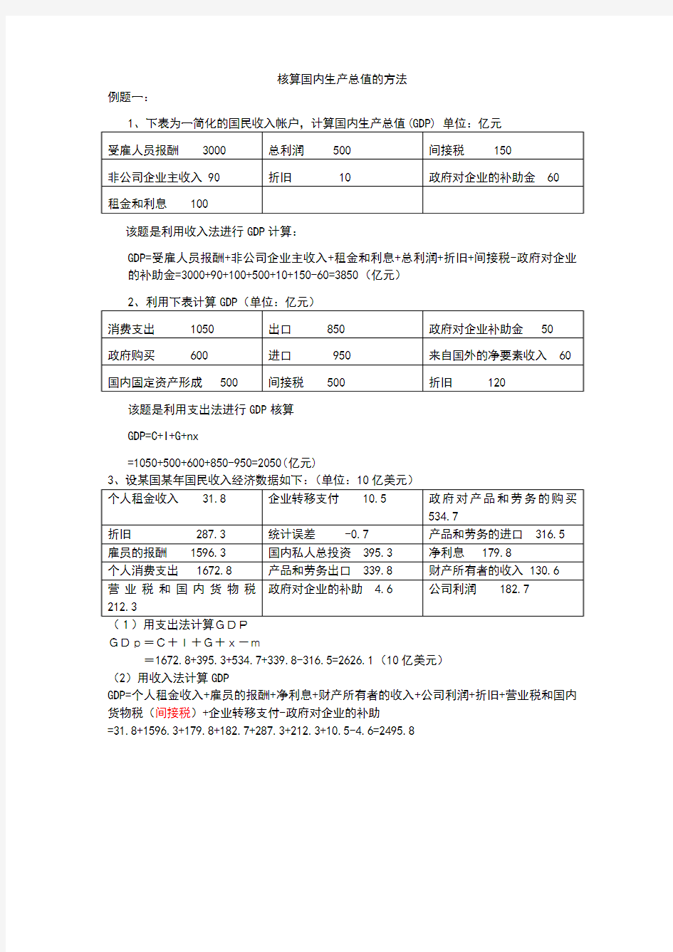 核算国内生产总值的三种方法