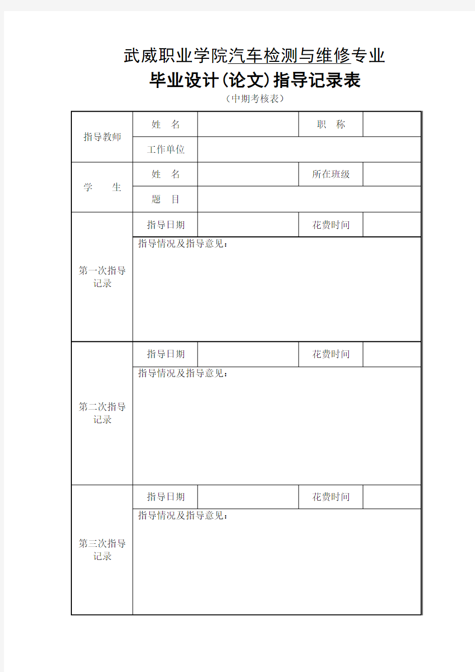 毕业设计(论文)指导记录表