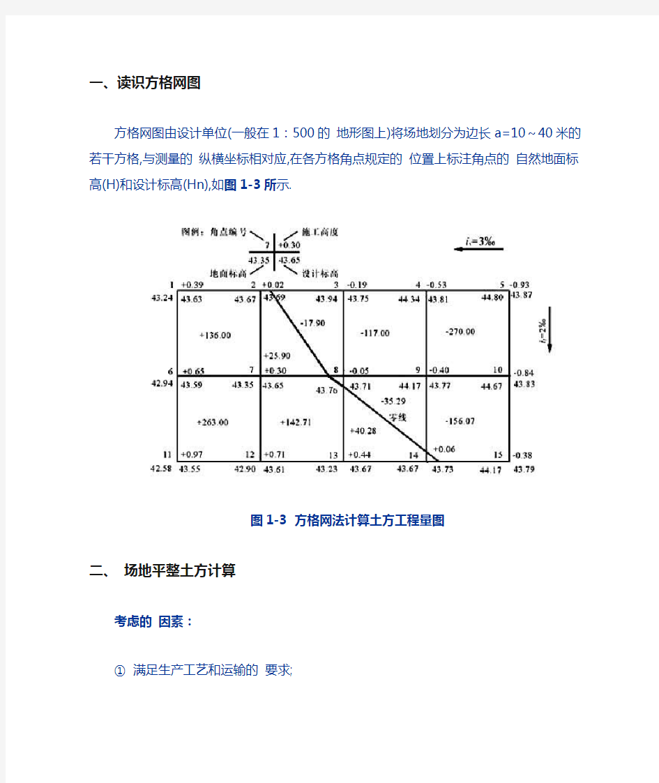 方格网计算土方量教材及例题(详细)