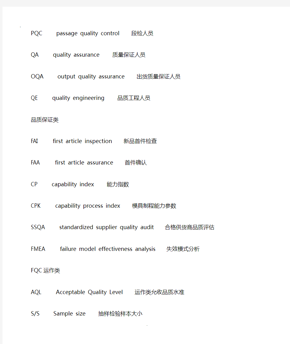 制造业常用英语