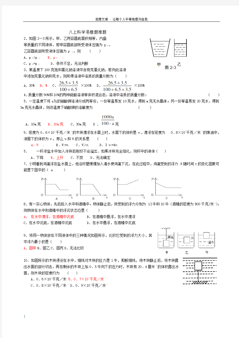 科学八上错题集