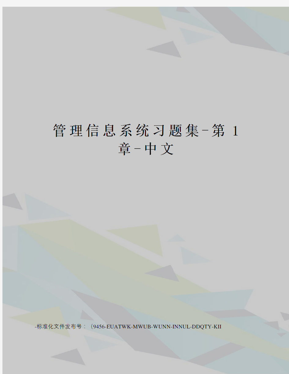 管理信息系统习题集-第1章-中文