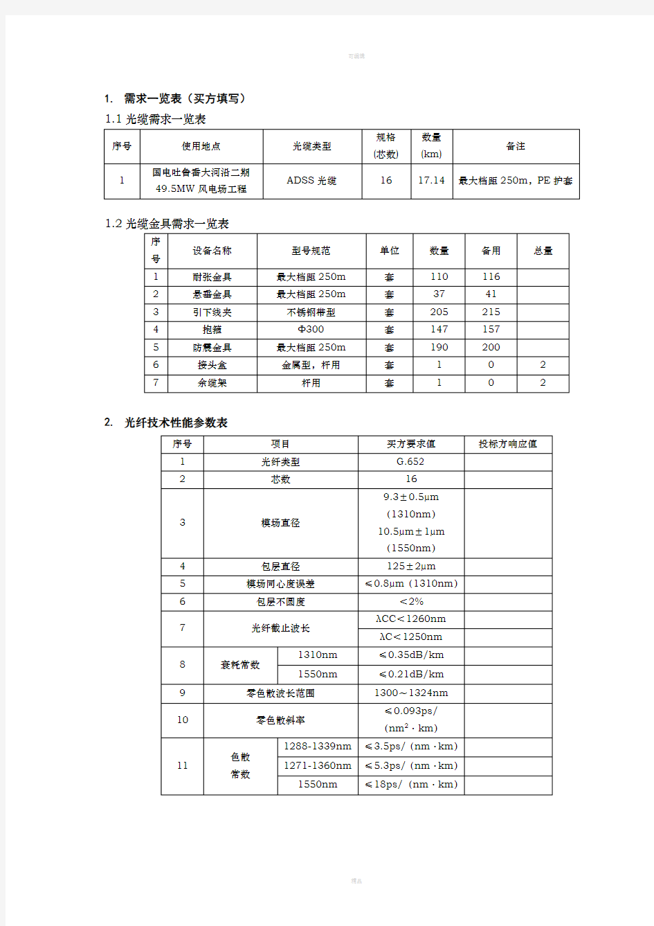 国电光缆及金具技术规范书