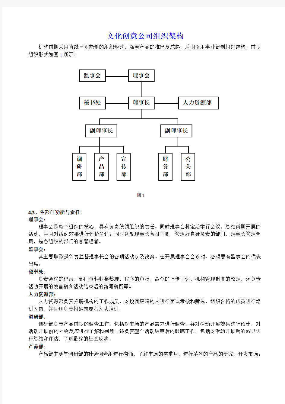 文化创意公司组织架构