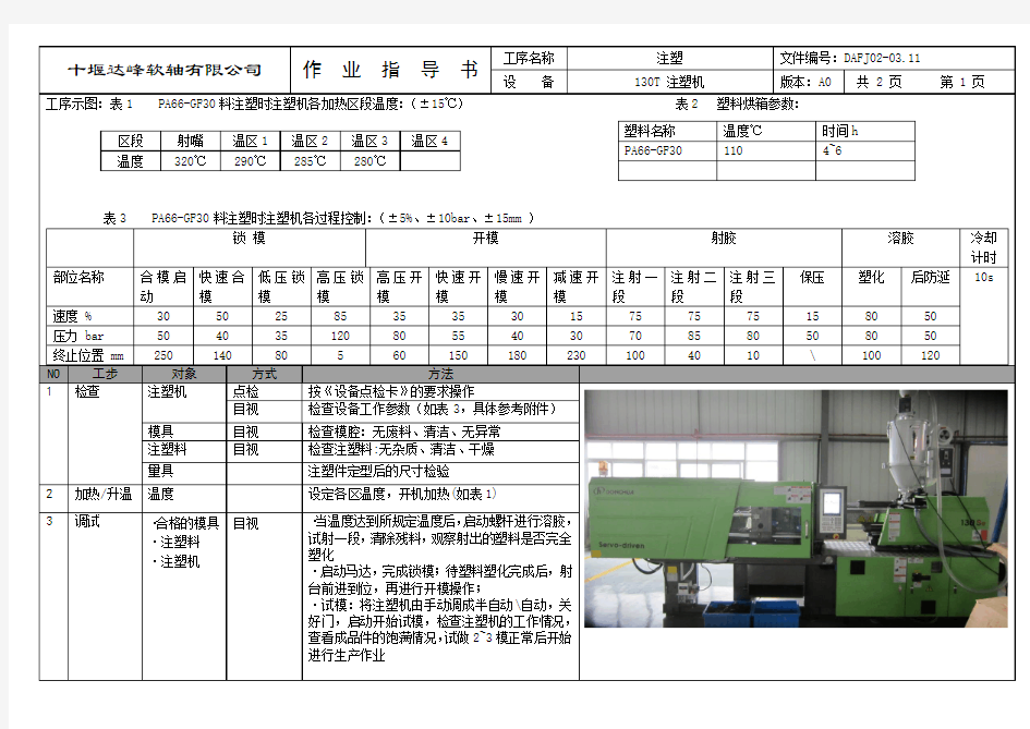 注塑机作业指导书