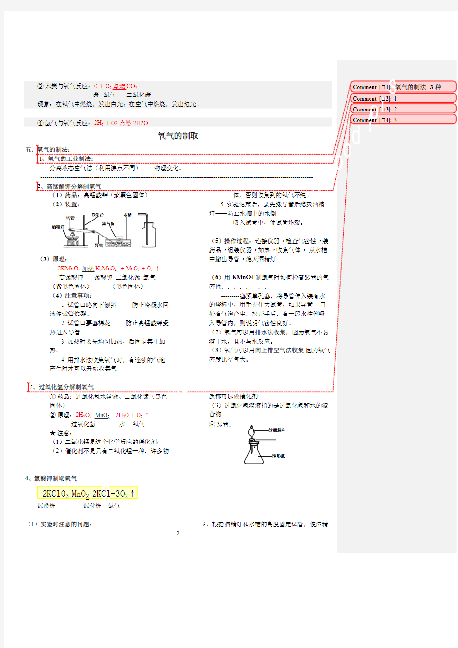 初中化学实验总结大全