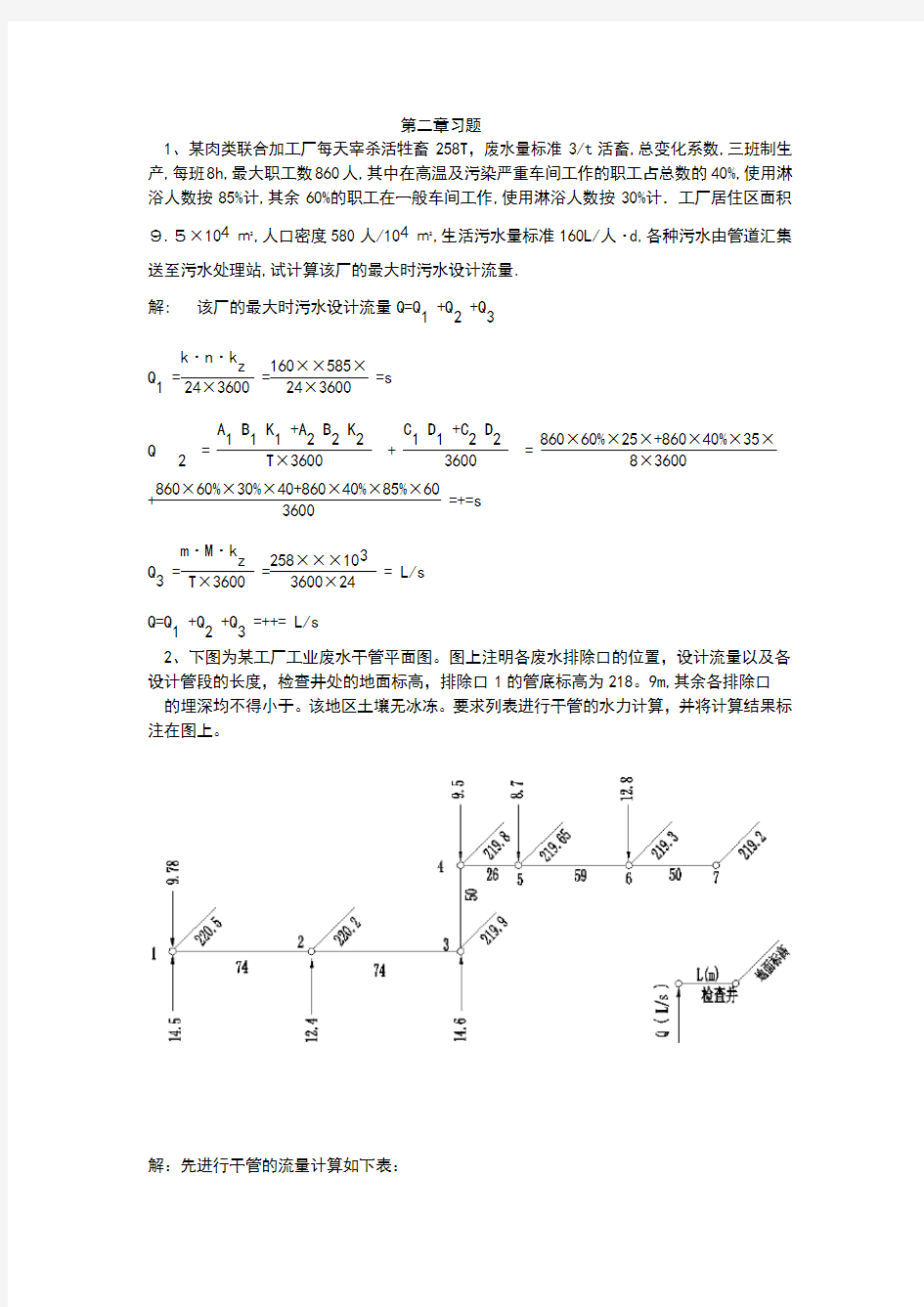 排水工程课后答案及例题