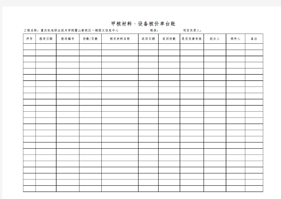 03--甲核材料设备核价单台账
