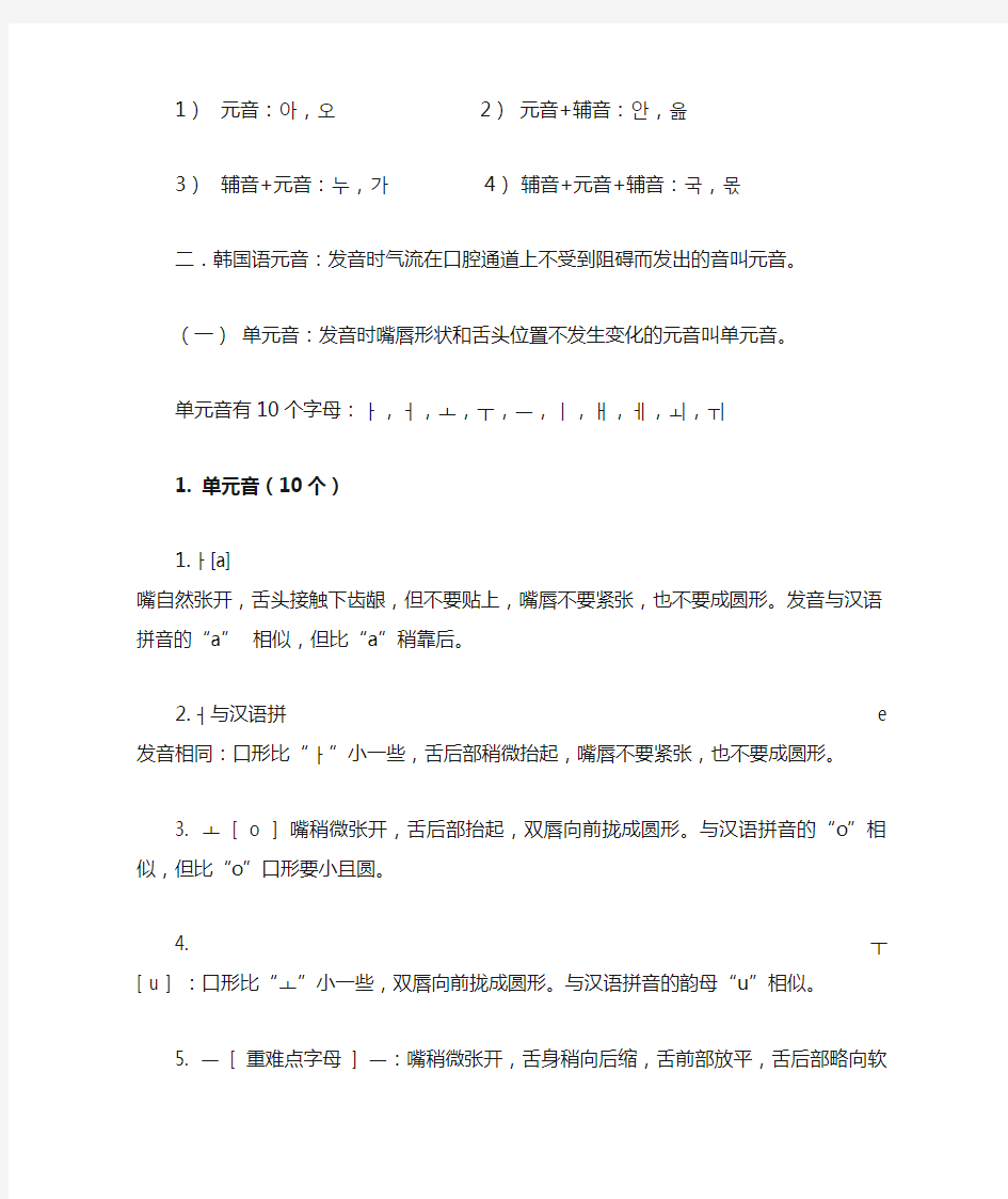 韩语基础入门学习