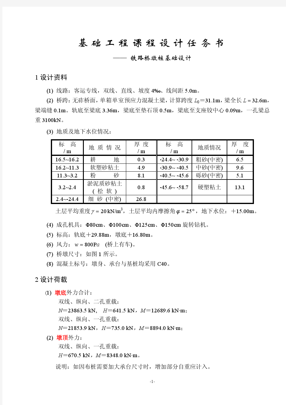 2015基础工程课程设计任务书