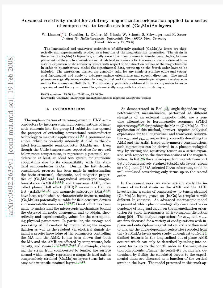 Advanced resistivity model for arbitrary magnetization orientation applied to a series of c