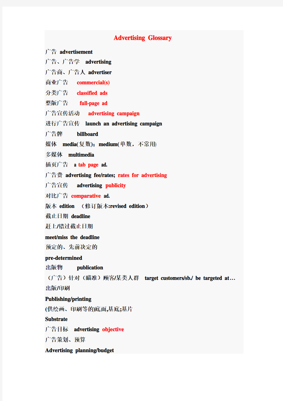 新编实用英语听力教程4 Unit 5 Advertising Glossary