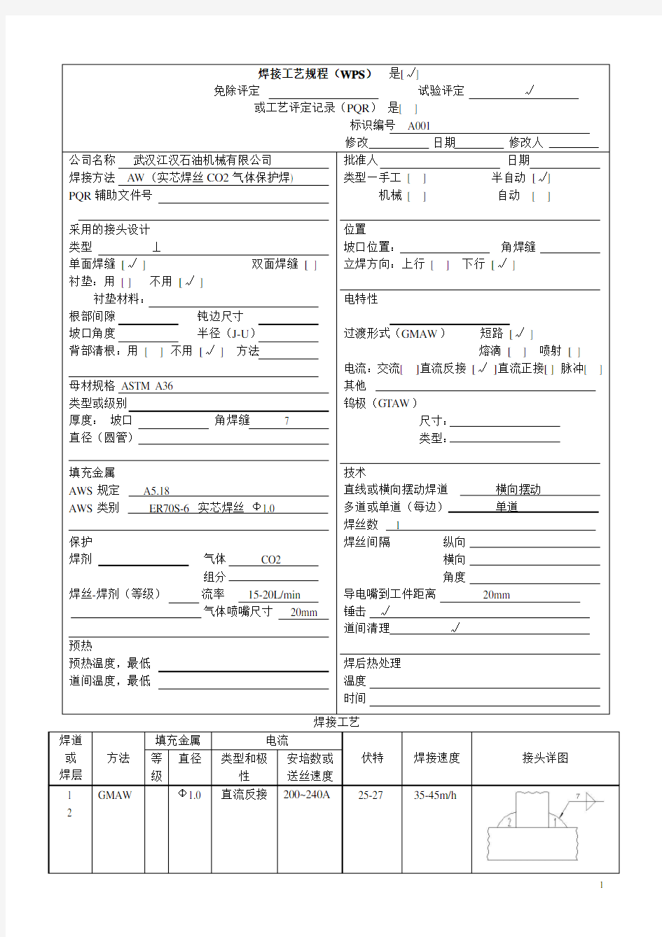 焊接工艺规程WPS