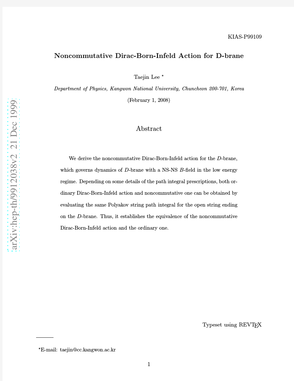 Noncommutative Dirac-Born-Infeld Action for D-brane